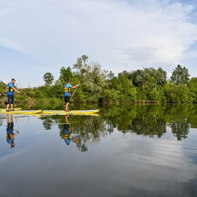 17/06/2021 - MARNAY - HAUTE SAONE - FRANCE -  Tourismepratique du paddle  sur la riviere l'Ognon        - Photo Laurent CHEVIET